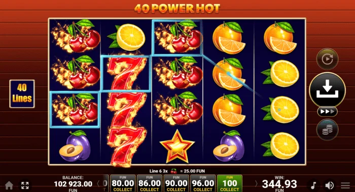 Základní hra 40 Power Hot Coin Boost – výhra